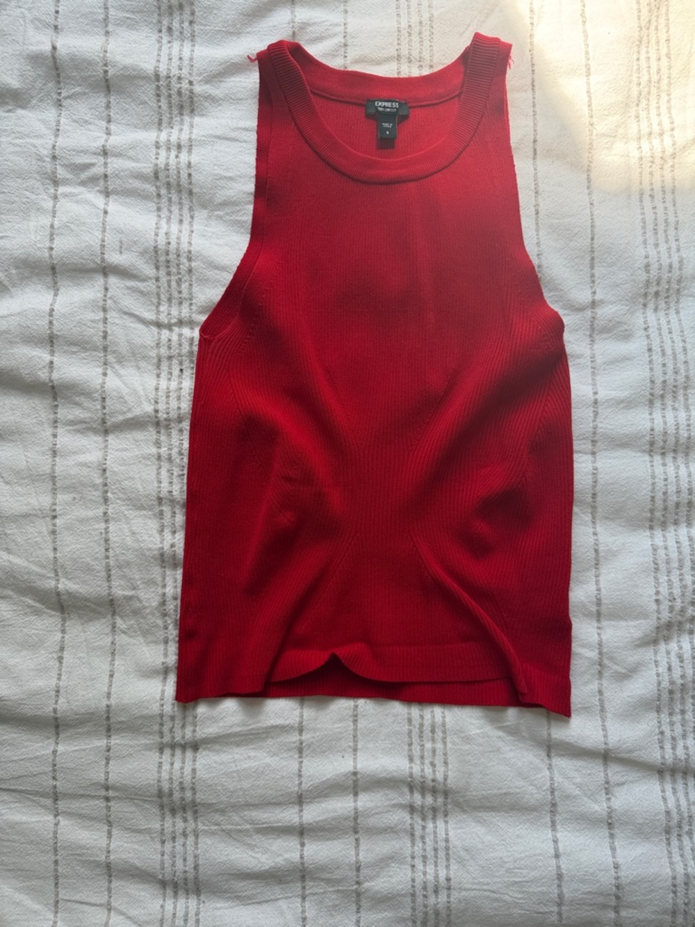 Express body contour Red Ribbed Scoop-Neck Tank